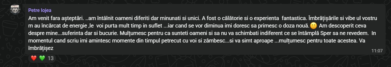 Mesaj primit după retreat