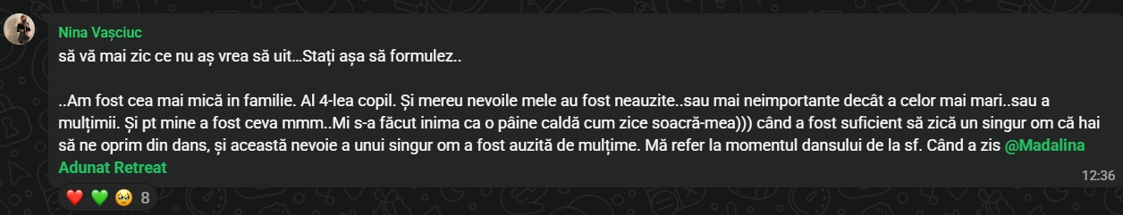 Mesaj primit după retreat