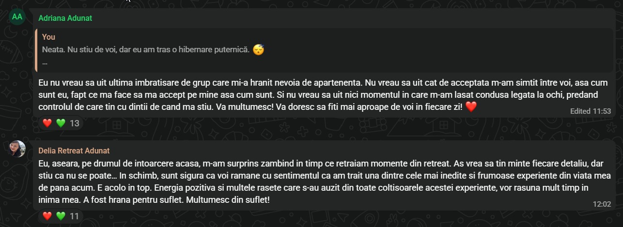 Mesaj primit după retreat